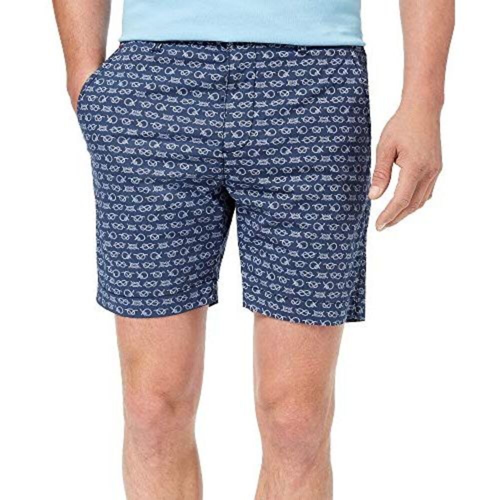 Con.Struct Men's Stretch Navy Knot-Print 7" Shorts